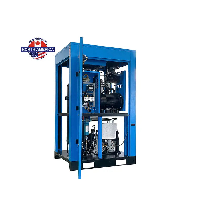 10 HP US AIR CENTER Rotary Screw -Fixed Speed- Compressor With Built in Dryer And Tank  | 3 Phase | 208-600 Volts | 43 CFM