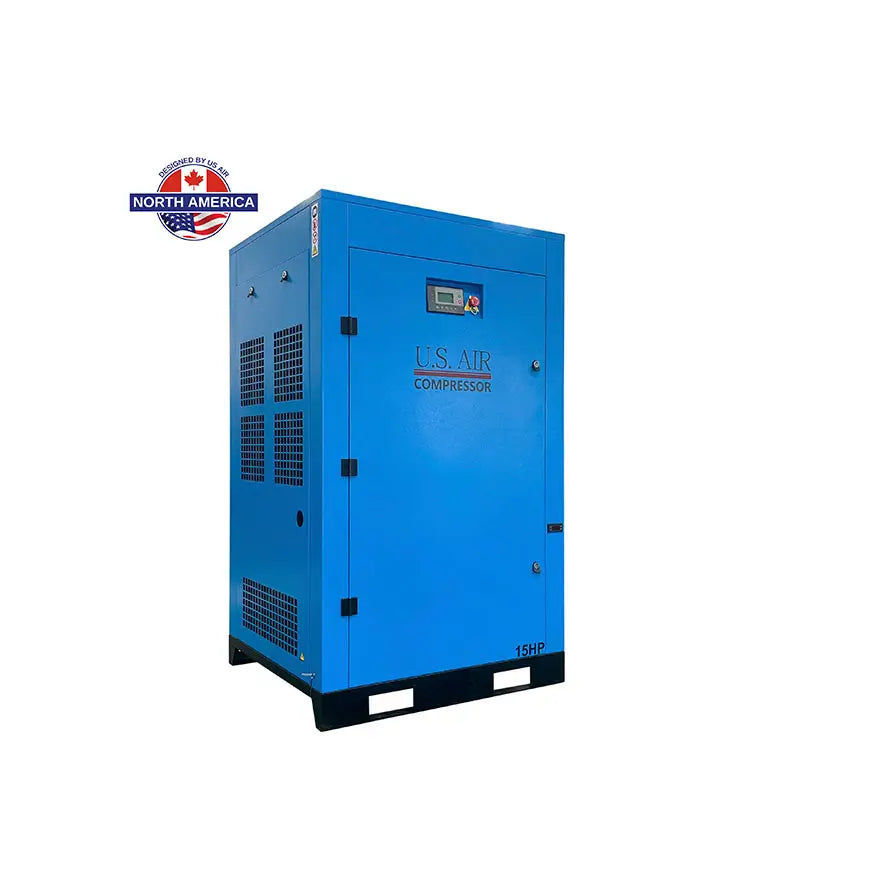 15 HP US AIR CENTER Rotary Screw -Fixed Speed- Compressor With Built in Dryer And Tank | 3 Phase | 208-600 Volts | 63 CFM