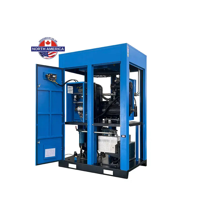 30 HP US AIR CENTER Rotary Screw -Fixed Speed- Compressor With Built in Dryer And Tank | 3 Phase | 208-600 Volts | 129 CFM