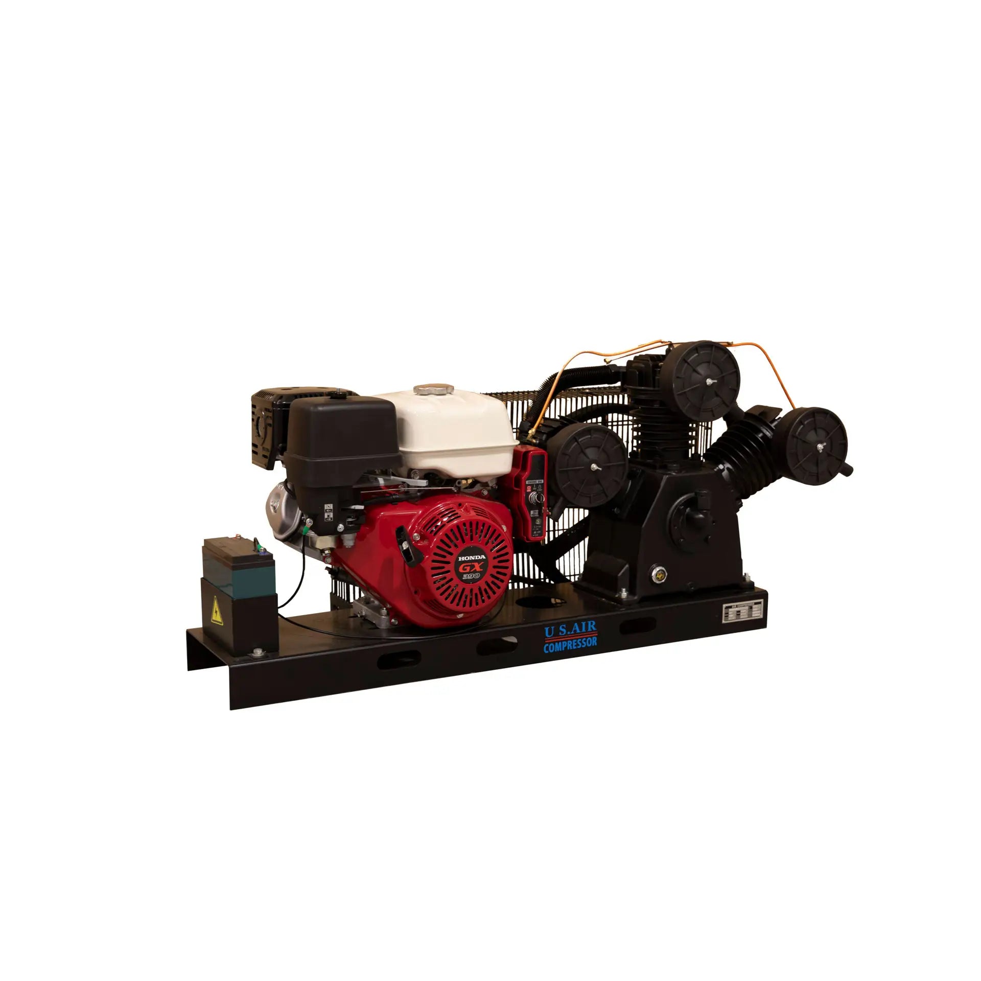 13 HP Gasoline Piston Compressor | Base Mounted | Two Stage | 25 CFM
