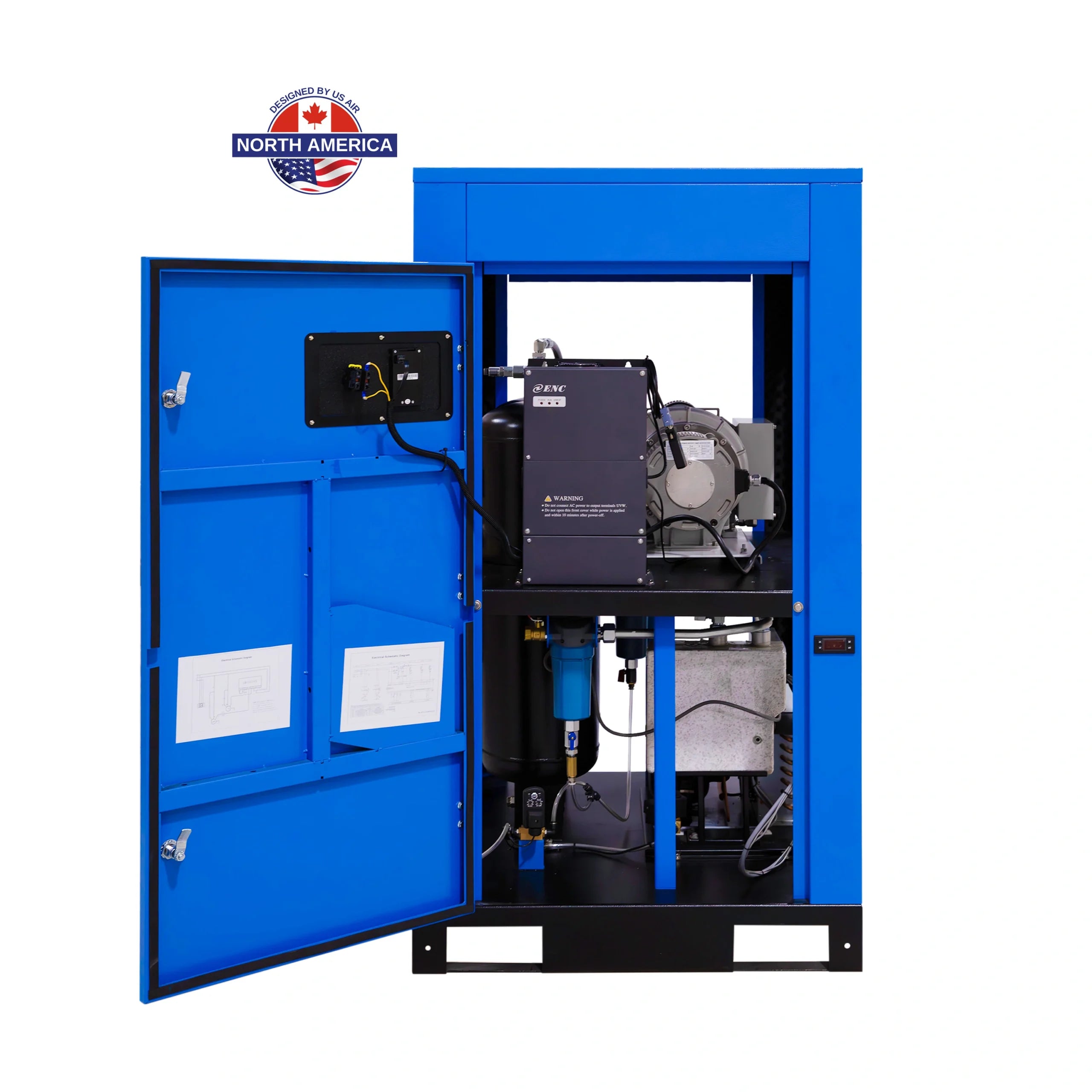 5 HP OIL FREE SCROLL AIR CENTER Rotary Screw -VSD- Compressor With Built in Dryer And Tank  | 1-3 Phase | 208-600 Volts | 14 CFM